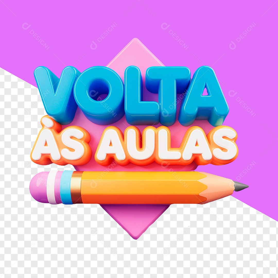 Selo 3D Volta às Aulas para Composição PSD