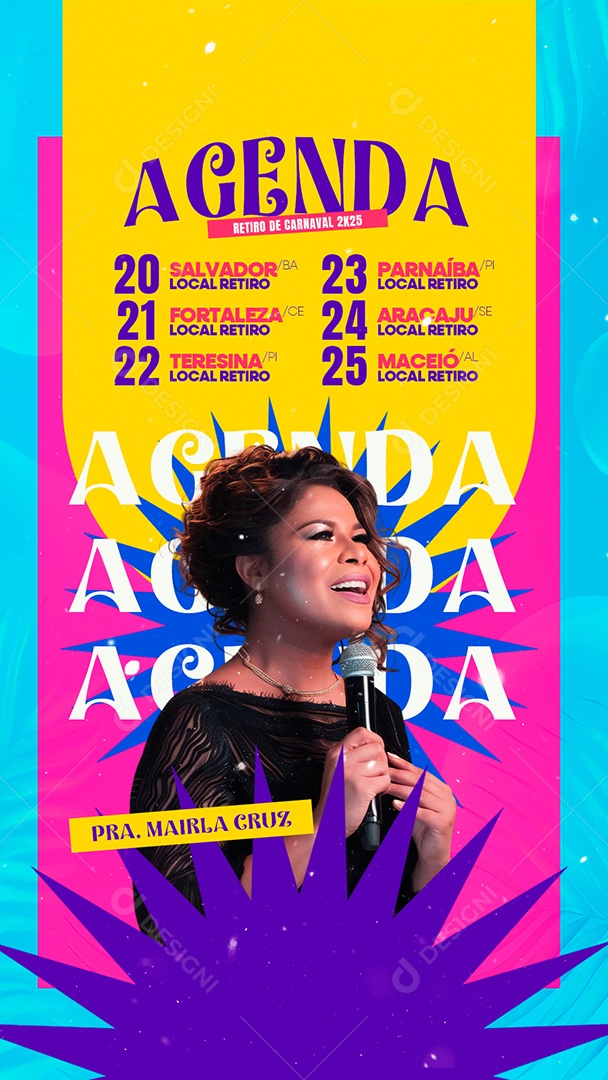 Story Flyer Agenda Retiro De Carnaval 2K25 Social Media PSD Editável