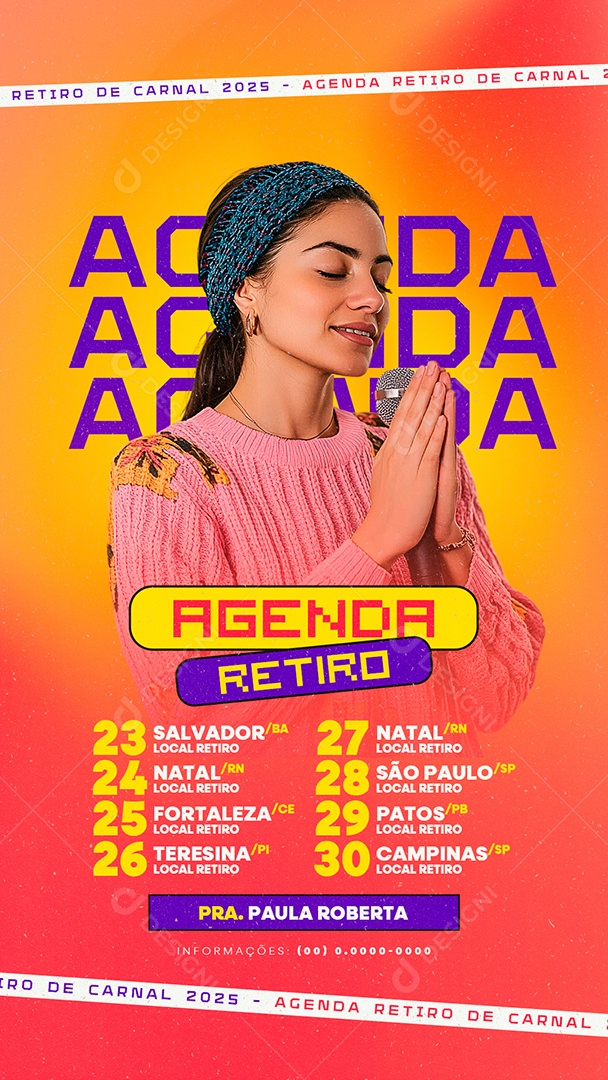Story Flyer Agenda Retiro Carnaval Pra Paula Roberta Social Media PSD Editável