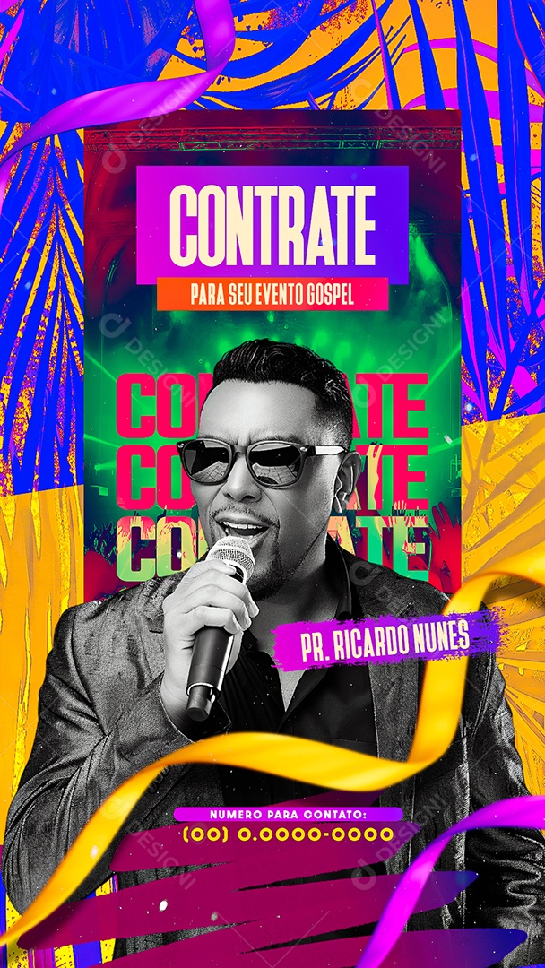 Story Flyer Gospel Contrate para Seu Evento Gospel Social Media PSD Editável