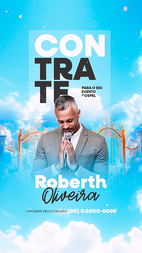 Story Flyer Gospel Contrate para o Seu Evento Gospel Roberth Oliveira Social Media PSD Editável