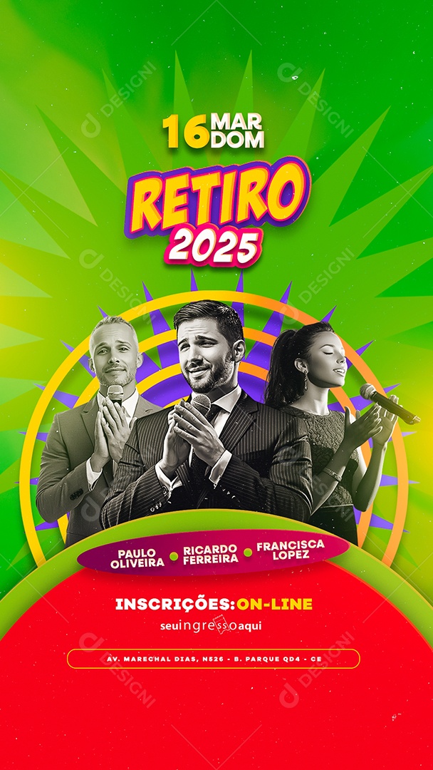 Story Flyer Gospel Retiro de Jovens Domingo Gospel Social Media PSD Editável