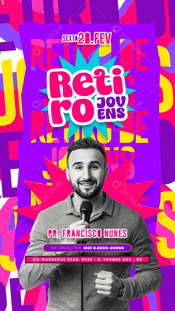 Story Flyer Gospel Retiro de Jovens 28 de Fevereiro Social Media PSD Editável