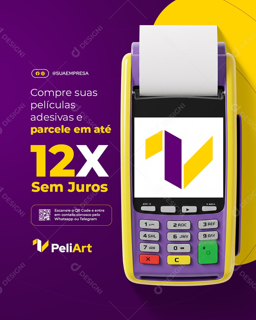 Empresa Pelicula Compre suas Películas Adesivas e Parcele Social Media PSD Editável