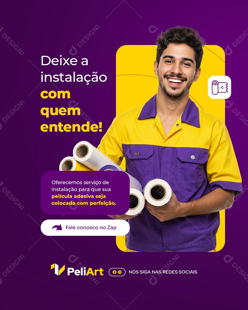 Empresa Pelicula Deixe a Instalação com Quem Entende Social Media PSD Editável