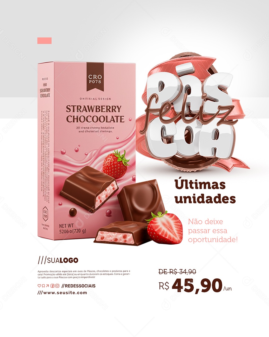 Feliz Páscoa Doceria Últimas Unidades Social Media PSD Editável