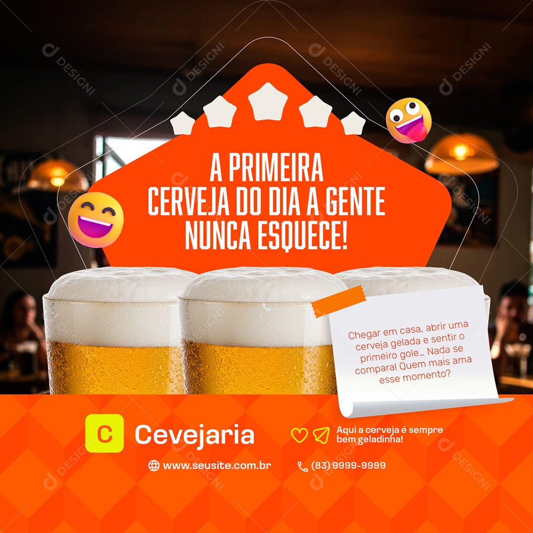 Cervejaria A Primeira Cerveja Do Dia A Gente Social Media PSD Editável