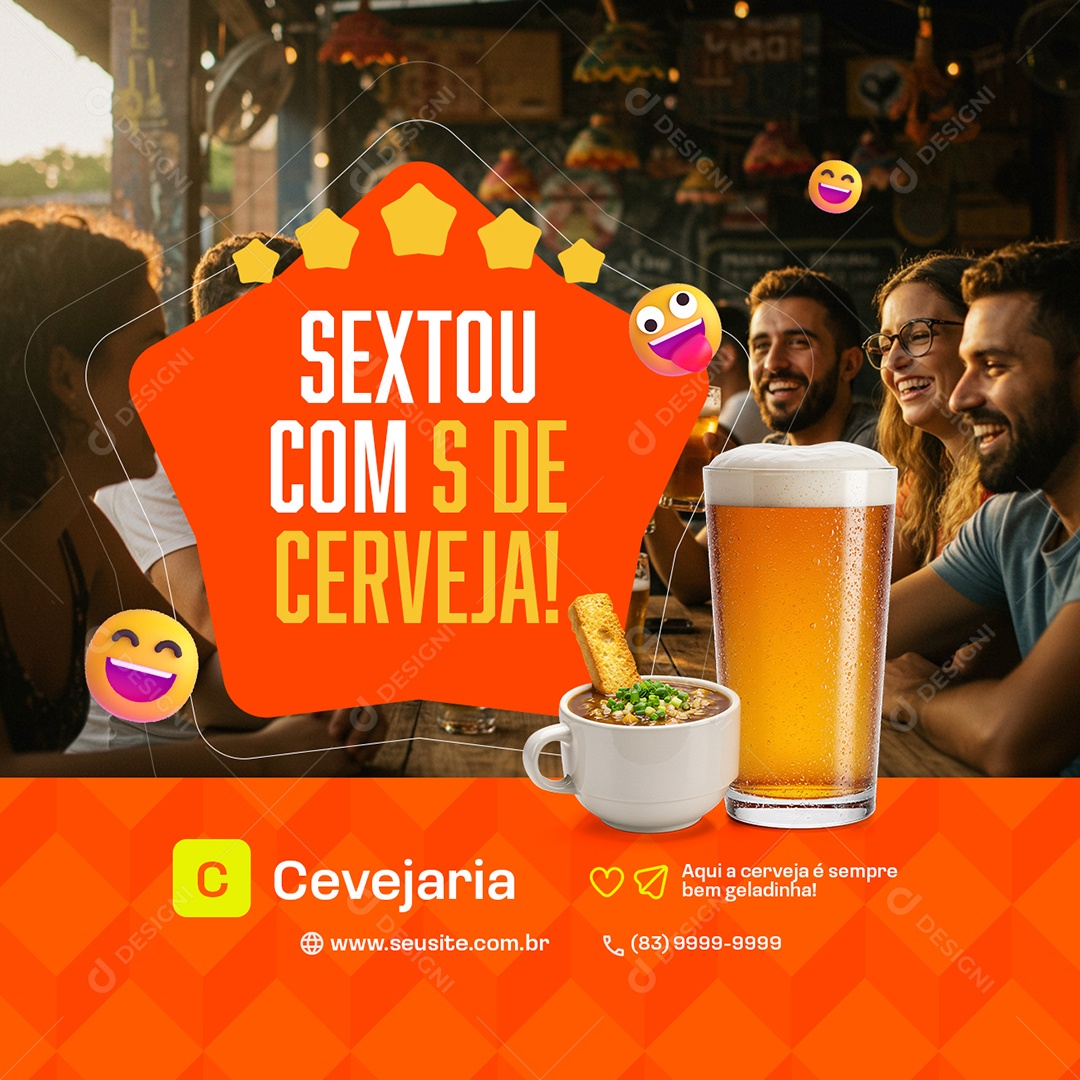 Cervejaria Sextou Com S De Cerveja Social Media PSD Editável