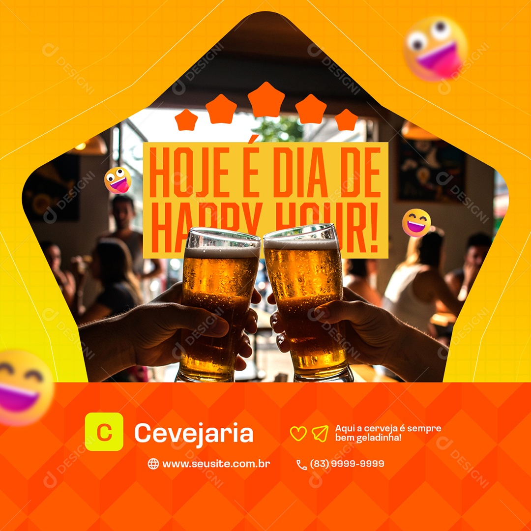 Cervejaria Hoje é Dia de Happy Hour Social Media PSD Editável