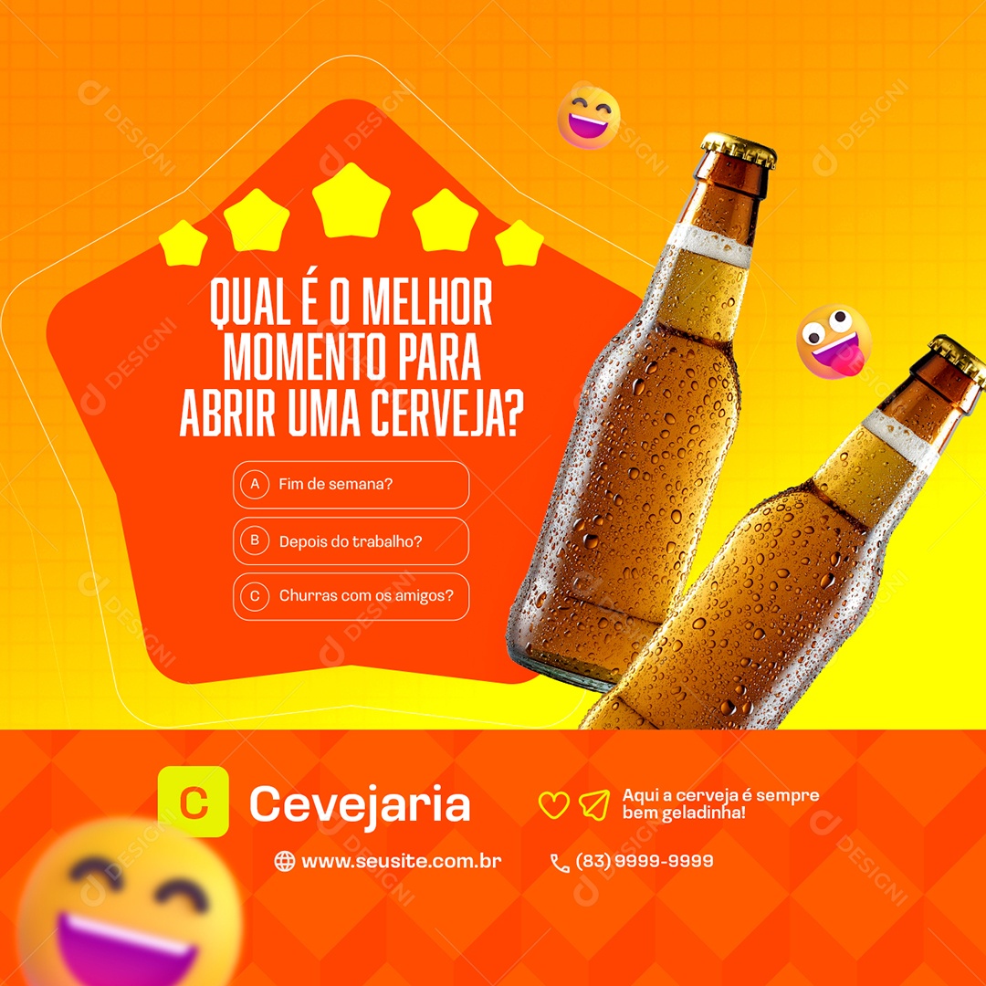 Cervejaria Qual é o Melhor Momento Social Media PSD Editável