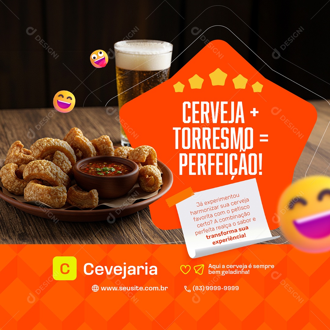 Cervejaria Cerveja Torresmo Perfeição Social Media PSD Editável