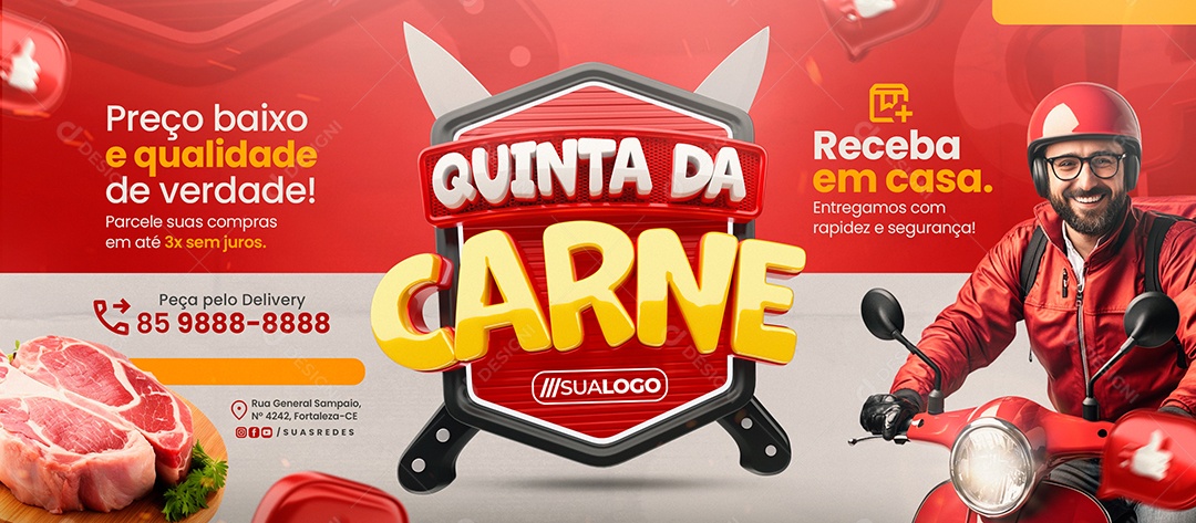 Banner Açougue Quinta Da Carne Social Media PSD Editável