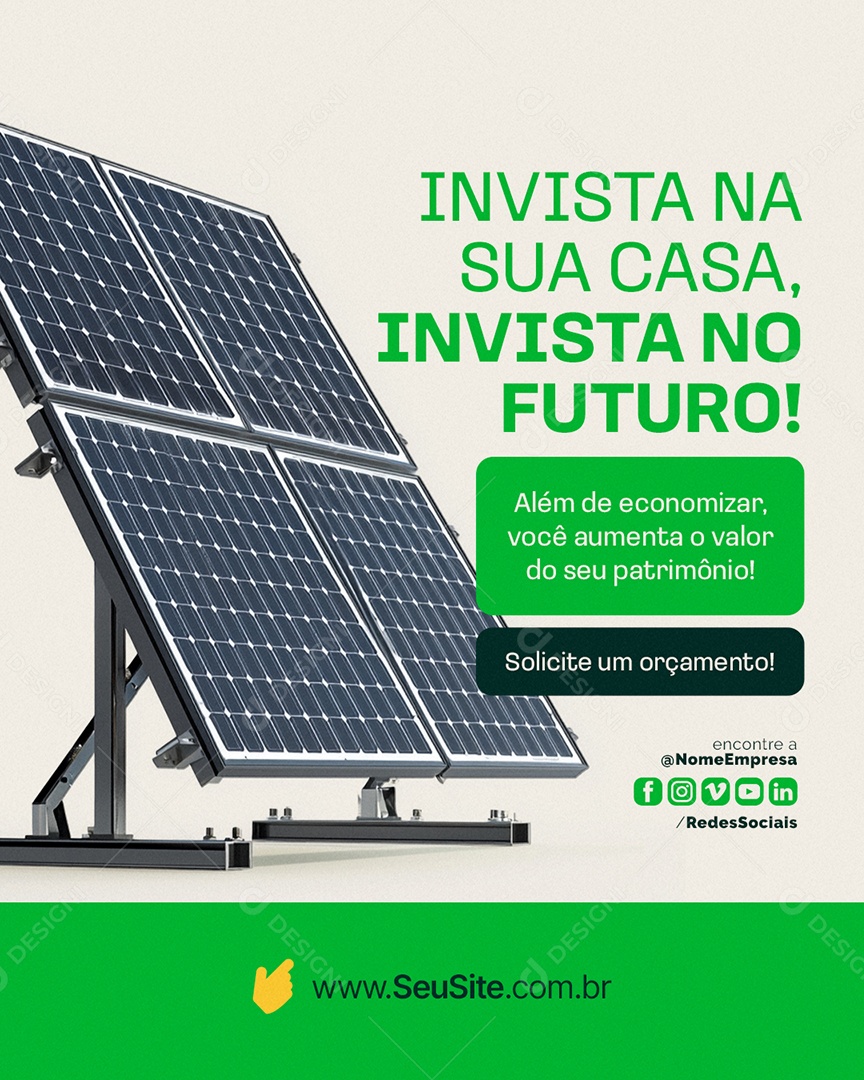 Energia Solar Invista na Sua Casa Social Media PSD Editável