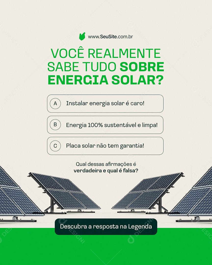 Social Media Você Realmente Sabe Tudo Sobre Energia Solar PSD Editável