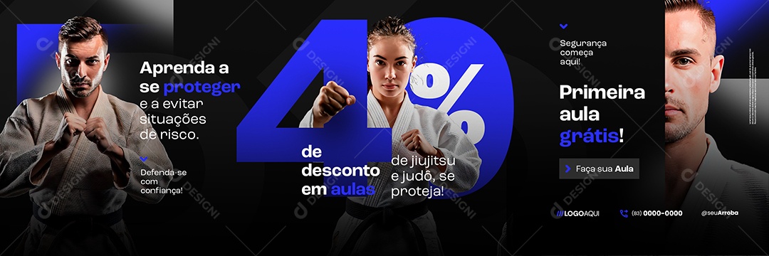 Carrossel Aulas De Luta Aprenda a Se Proteger Social Media PSD Editável