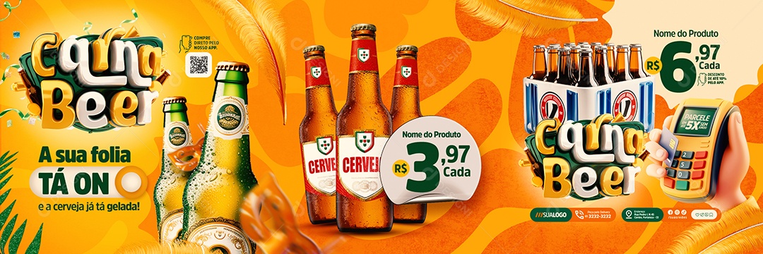 Carrossel Carna Beer Cervejaria A Sua Folia Tá On Social Media PSD Editável