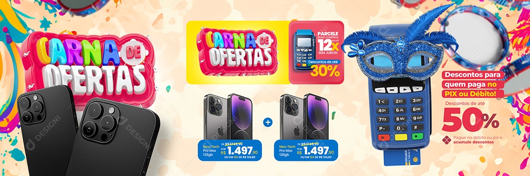 Carrossel Carna De Ofertas Loja De Celulares Iphone Social Media PSD Editável