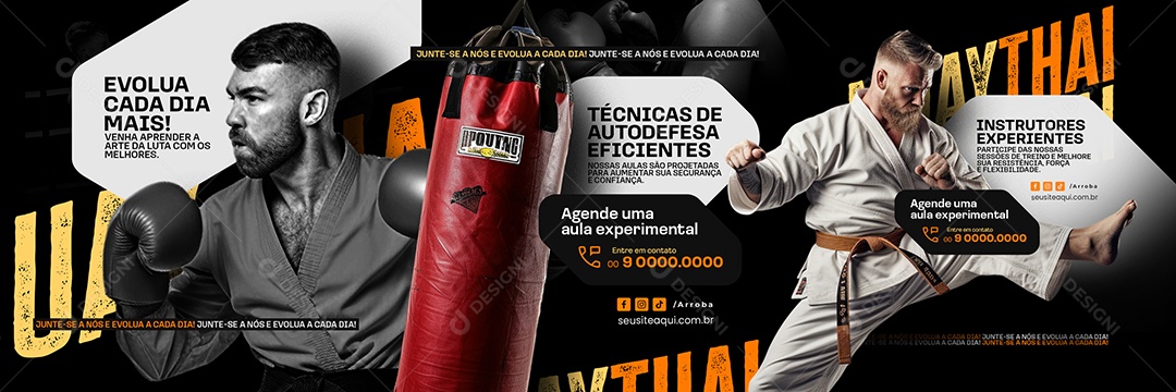 Carrossel Muay Thai Evolua Cada Dia Mais Social Media PSD Editável