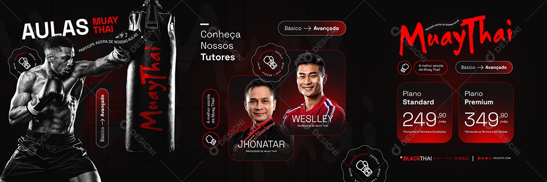 Carrossel Muay Thai Aulas Conheça Nossos Tutores Social Media PSD Editável