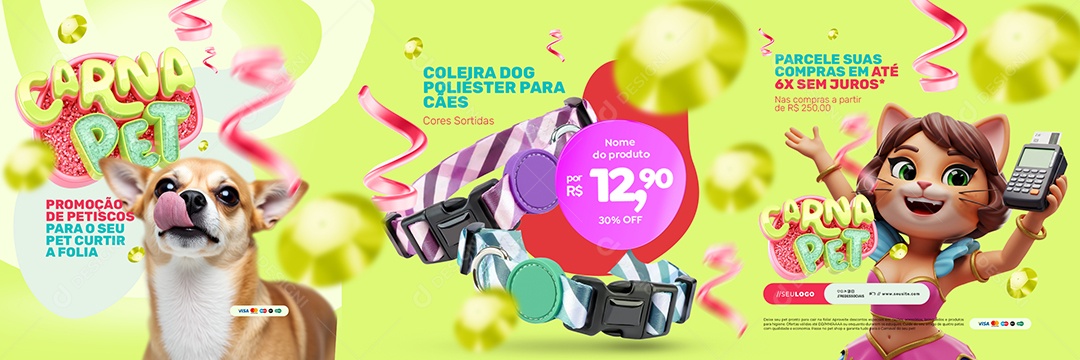 Carrossel Pet Shop Carna Pet Coleira Dog Poliéster Social Media PSD Editável