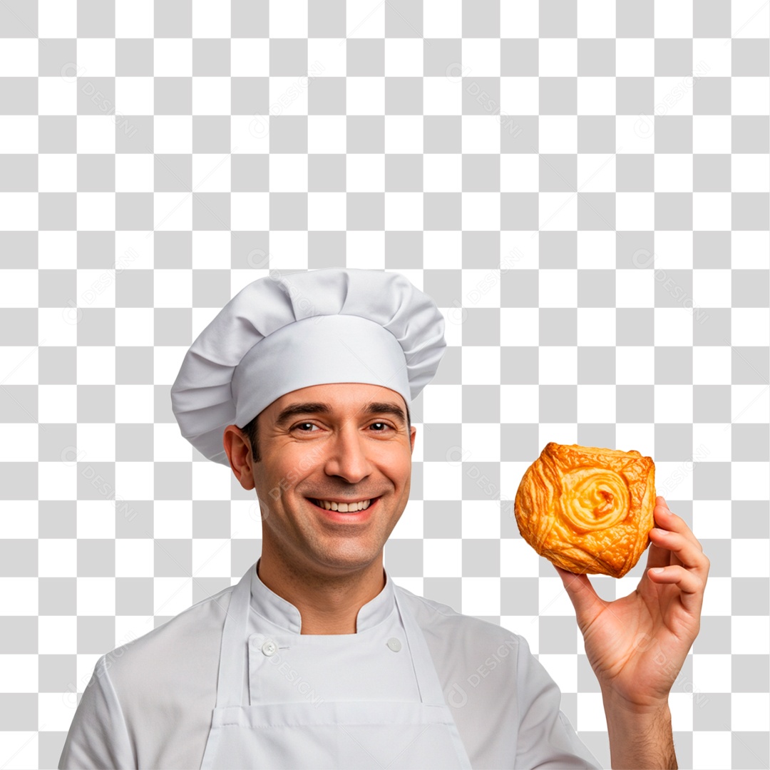 Homem Segurando Pão PNG Transparente