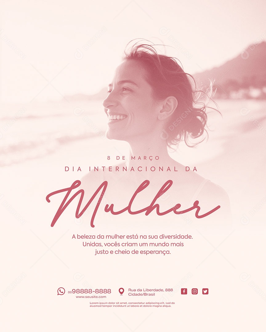 Dia Internacional da Mulher 08 de Março a Beleza está na sua Diversidade Social Media PSD Editável