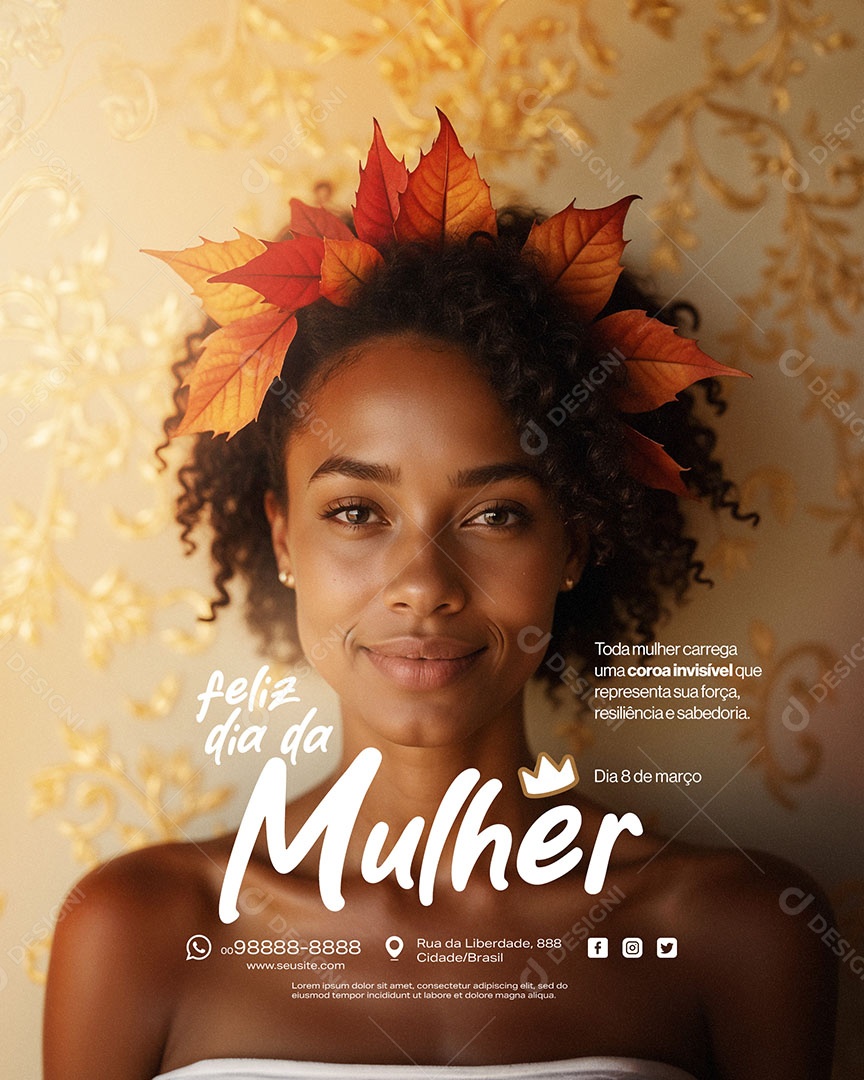 Feliz Dia da Mulher 08 de Março Social Media PSD Editável