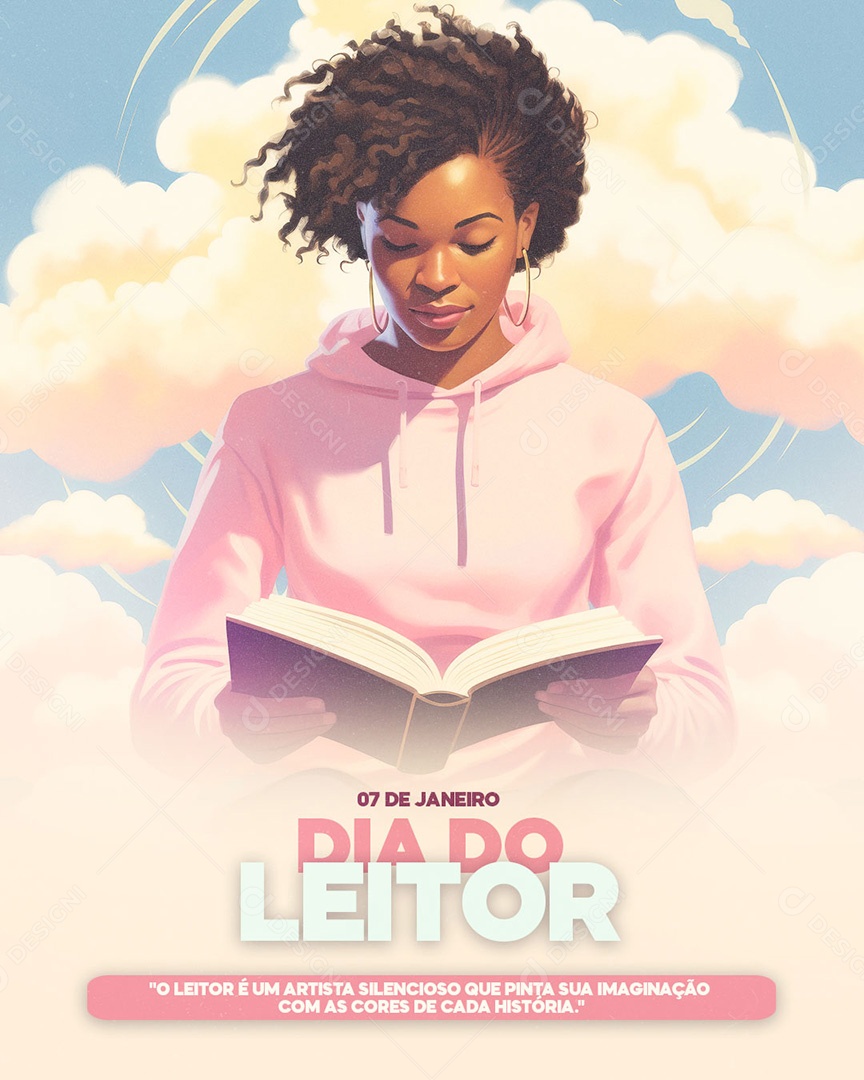 Dia do Leitor 7 de Janeiro Social Media PSD Editável