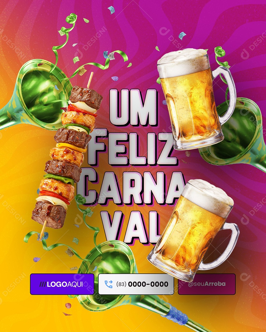 Um Feliz Carnaval A Todos os Clientes Petiscaria Social Media PSD Editável