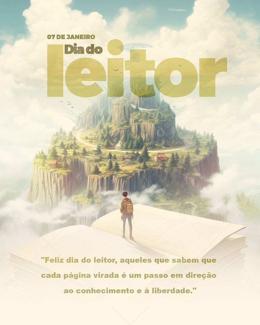 Feliz dia do Leitor Social Media PSD Editável