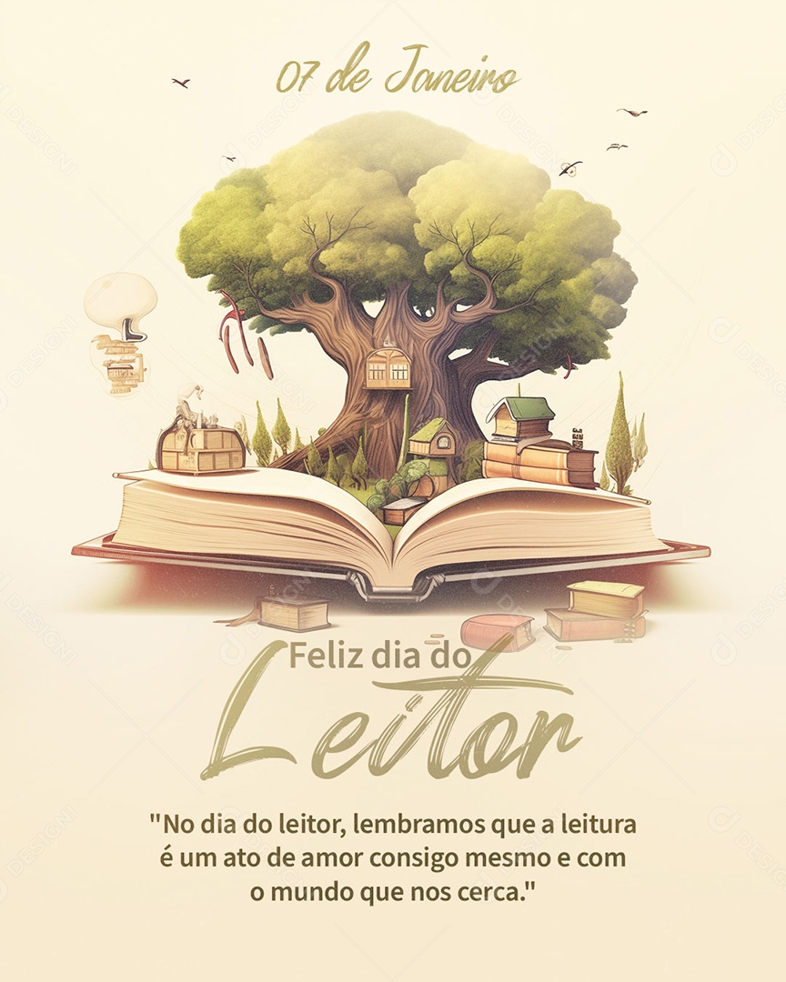 Dia do Leitor Leitura é um Ato de Amor Social Media PSD Editável