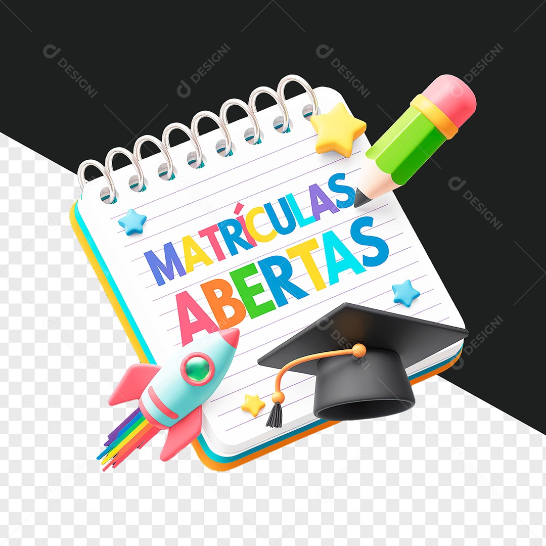 Selo 3D Matrículas Abertas para Composição PSD