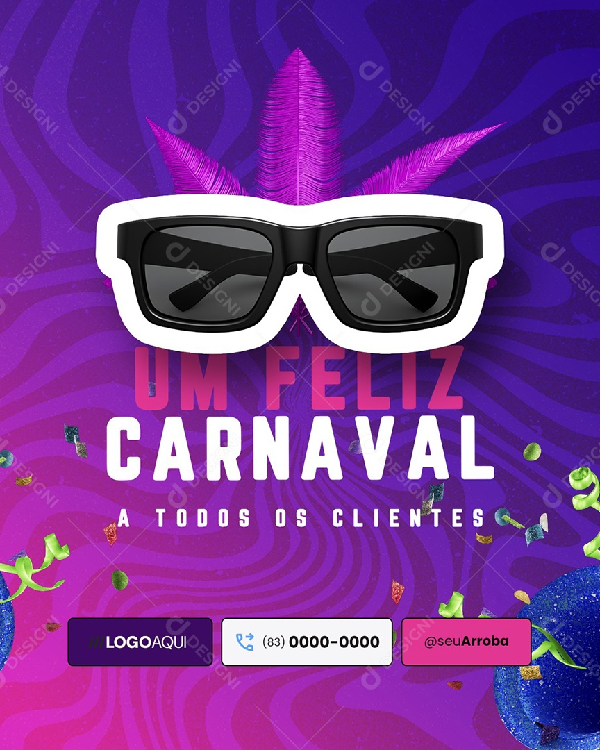 Social Media Um Feliz Carnaval A Todos os Clientes Supermercado PSD Editável