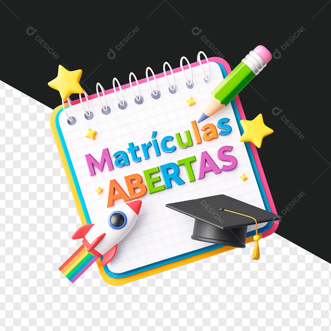 Selo 3D Matrículas Abertas para Composição PSD