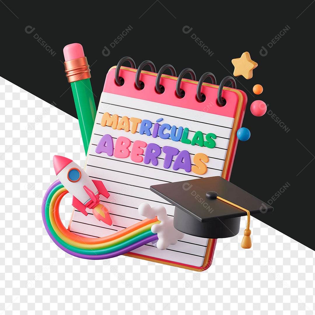 Selo 3D Matrículas Abertas para Composição PSD