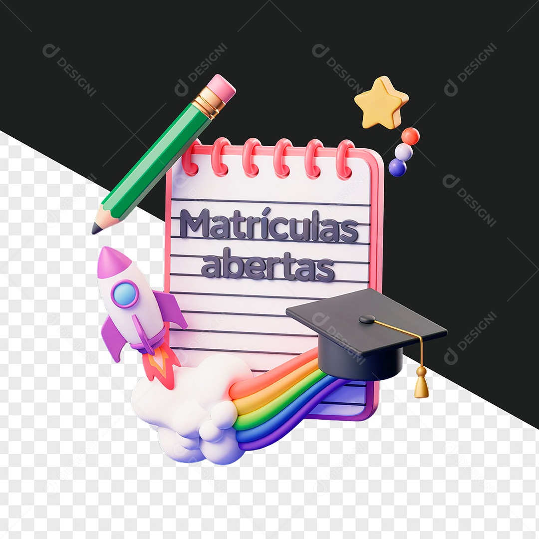 Selo 3D Matrículas Abertas para Composição PSD