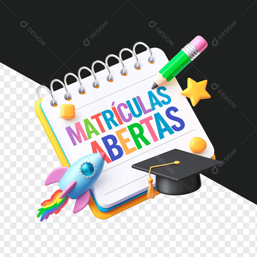 Selo 3D Matrículas Abertas Composição PSD