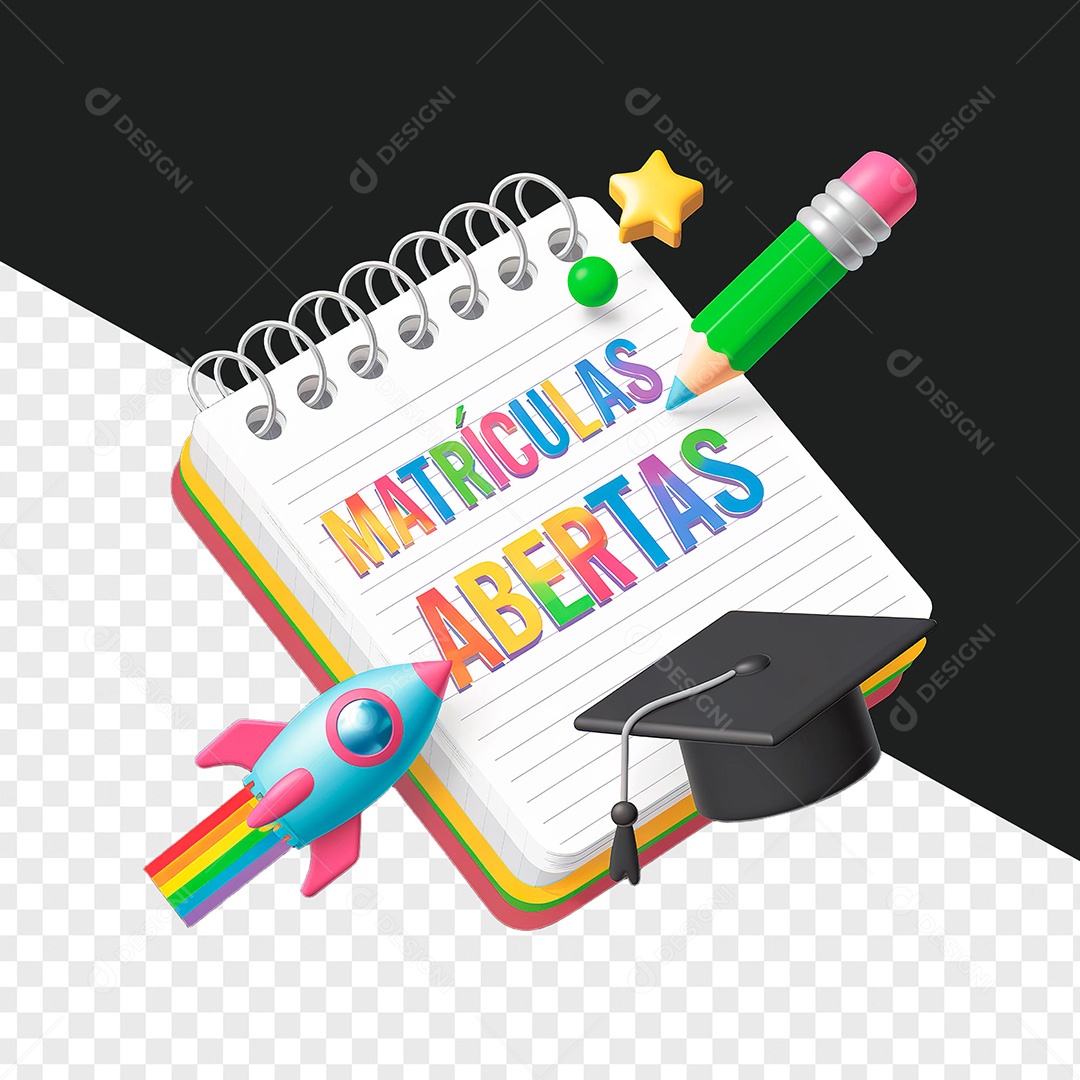 Selo 3D Matrículas Abertas Composição PSD