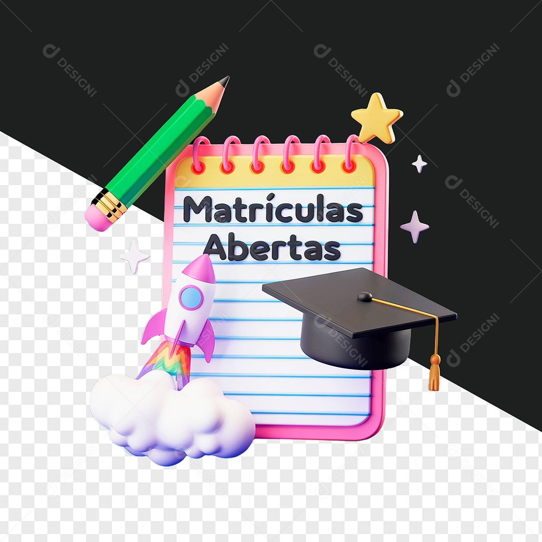 Selo 3D Matrículas Abertas Composição PSD