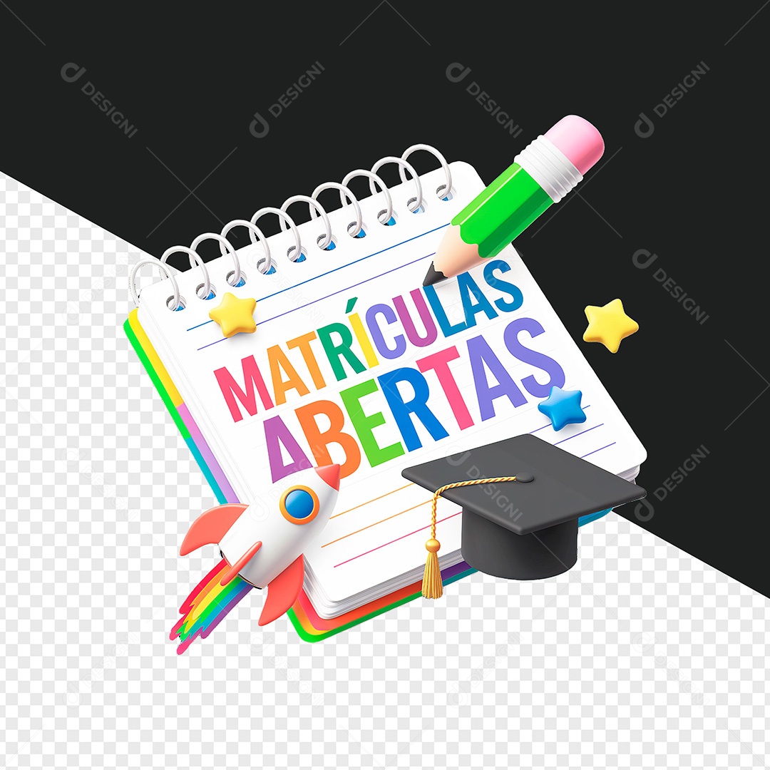 Selo 3D Volta às Aulas para Composição PSD