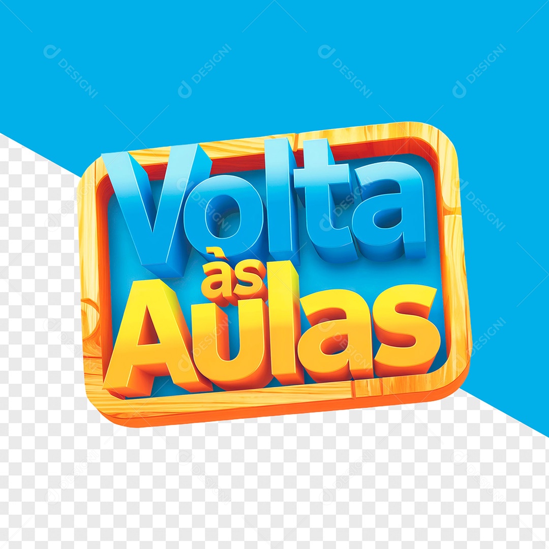 Selo 3D Volta às Aulas para Composição PSD