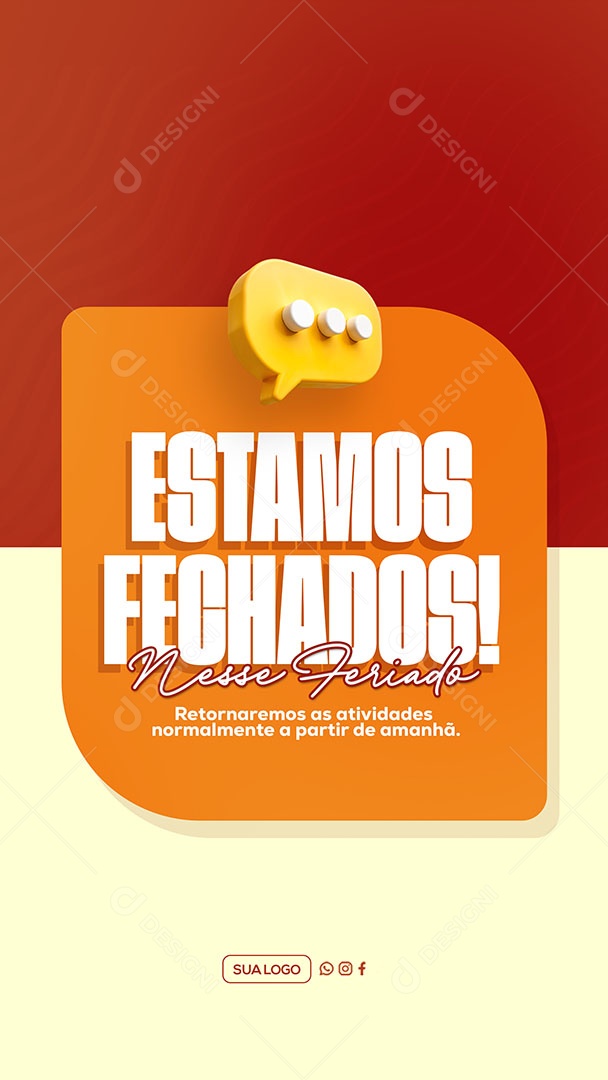 Story Estamos Fechado Social Media PSD Editável