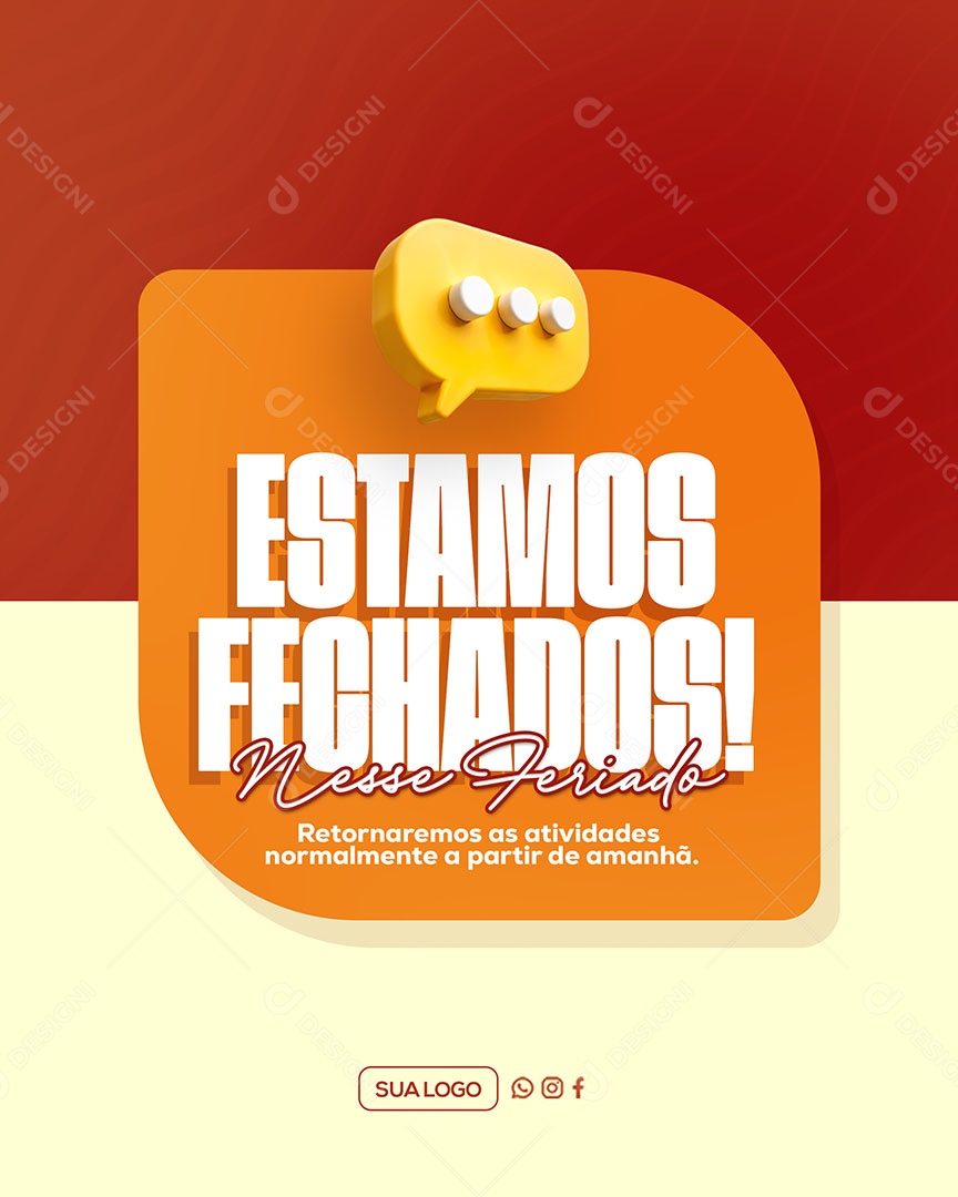 Estamos Fechado Social Media PSD Editável