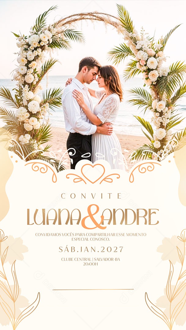 Story Convite de Casamento Social Media PSD Editável