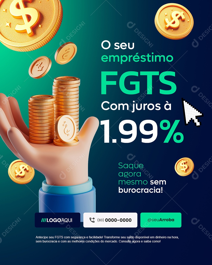 FGTS Saque Agora Mesmo Sem Burocracia Social Media PSD Editável