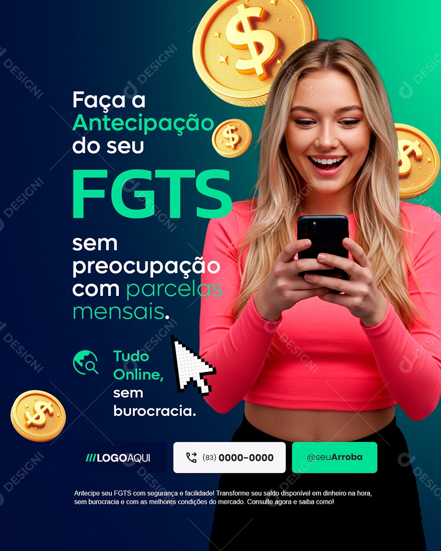 Faça a Antecipação do Seu FGTS Sem Preocupação Social Media PSD Editável