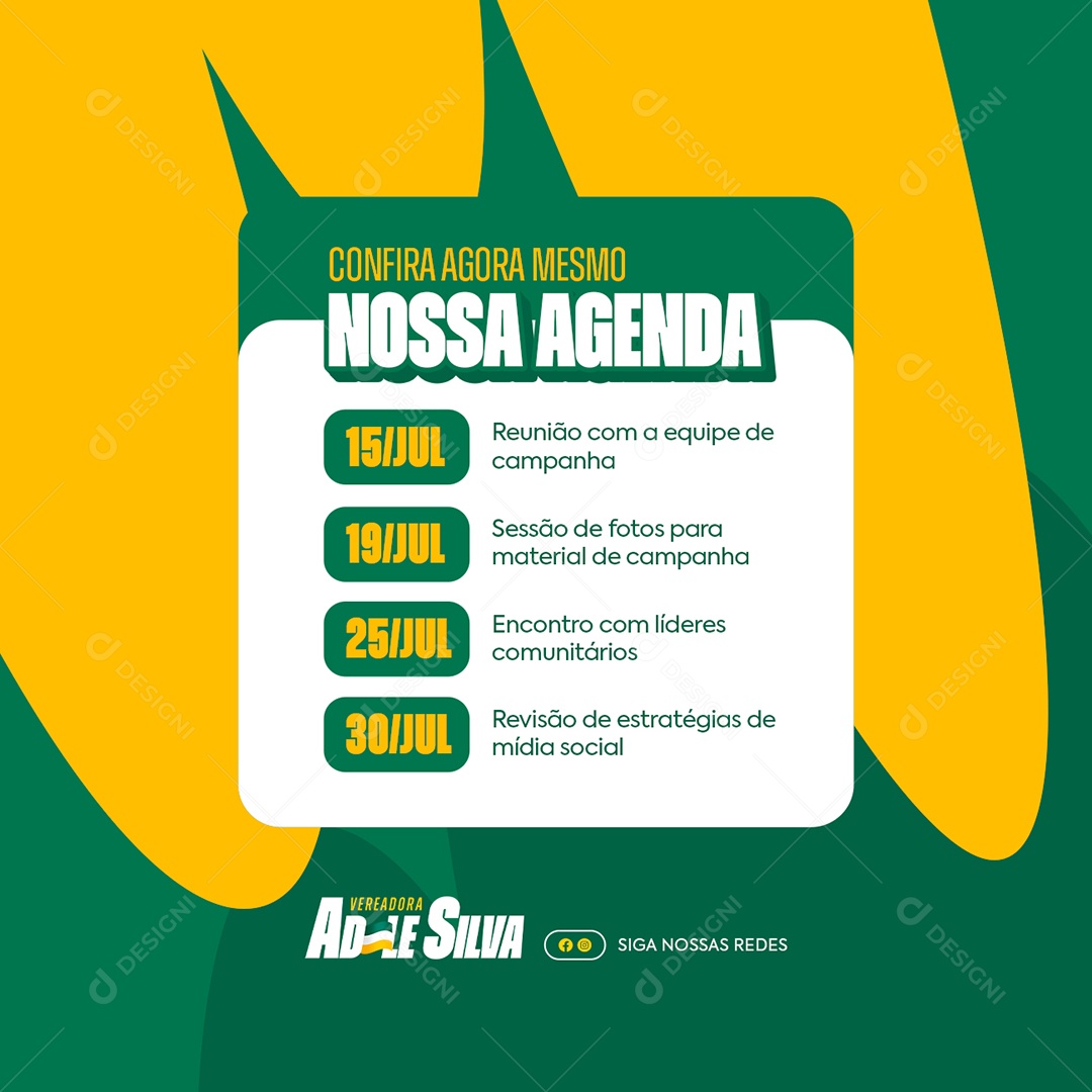 Política Vereadora Confira Agora Mesmo Nossa Agenda Social Media PSD Editável