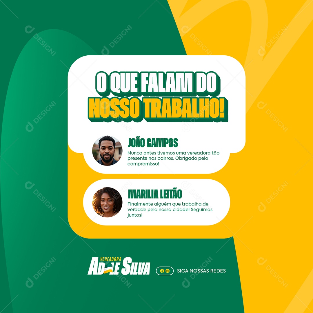 Política Vereadora O Que Falam Do Nosso Trabalho Social Media PSD Editável