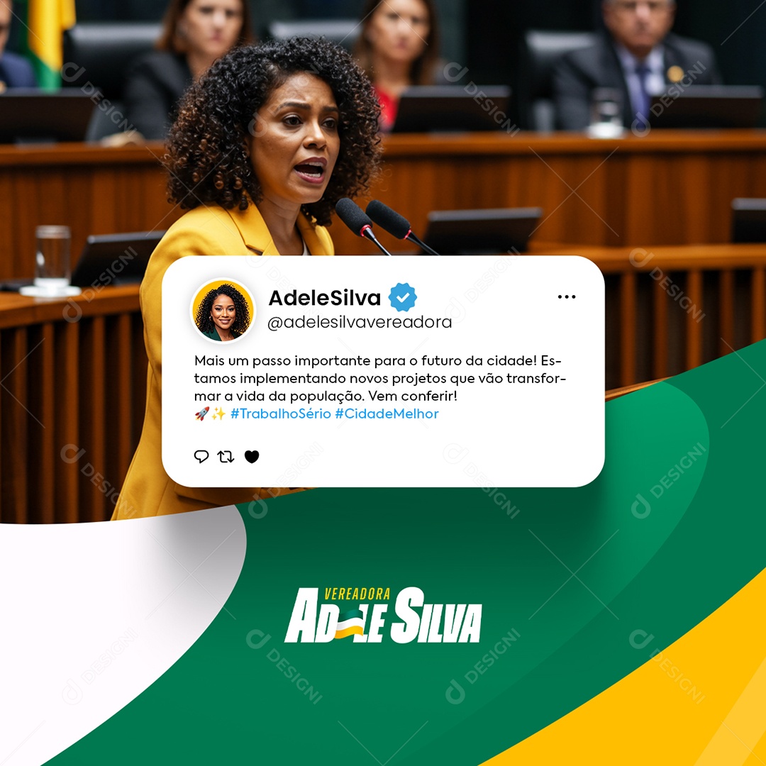 Política Vereadora Adole Silva Social Media PSD Editável