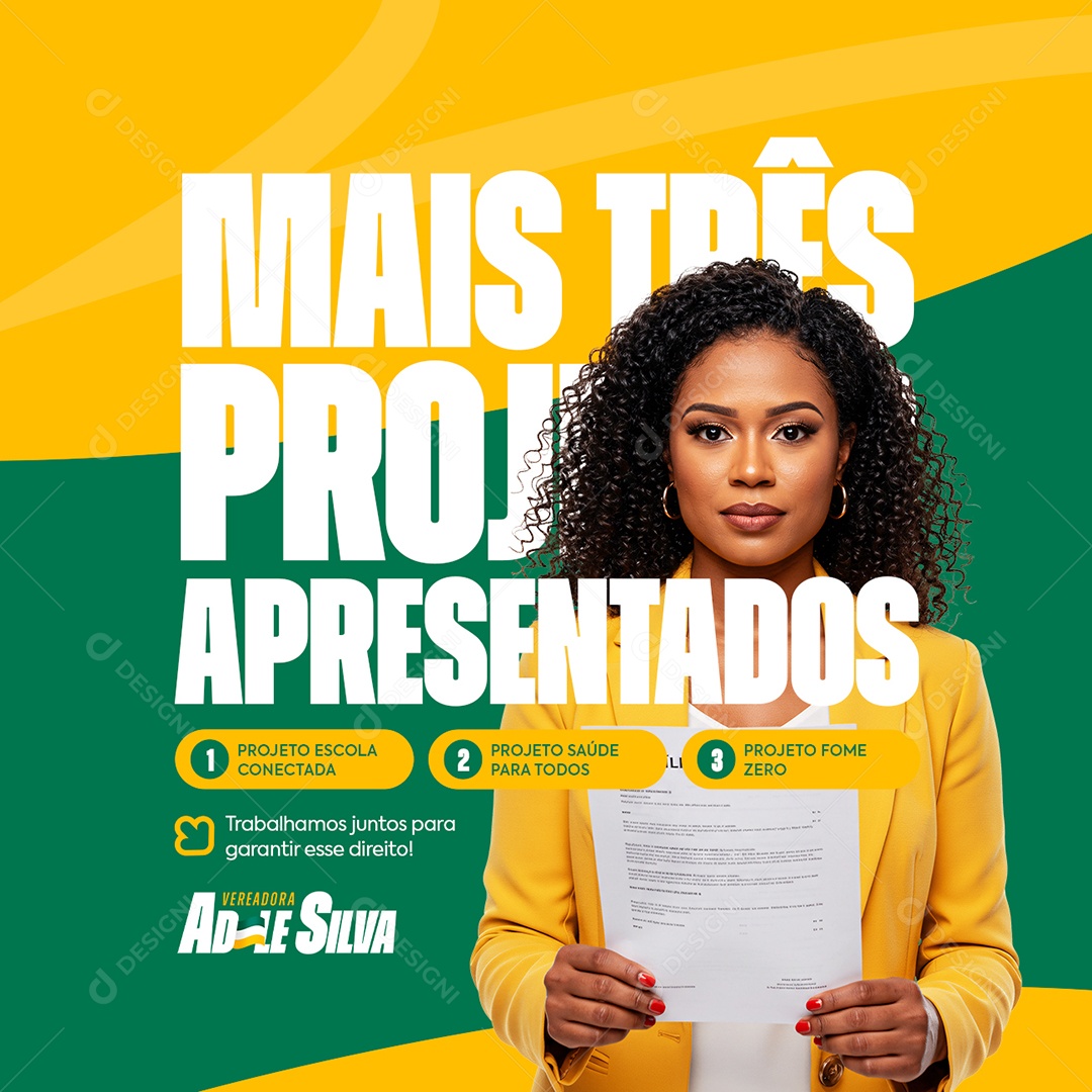 Política Mais Três Projetos Apresentados Social Media PSD Editável